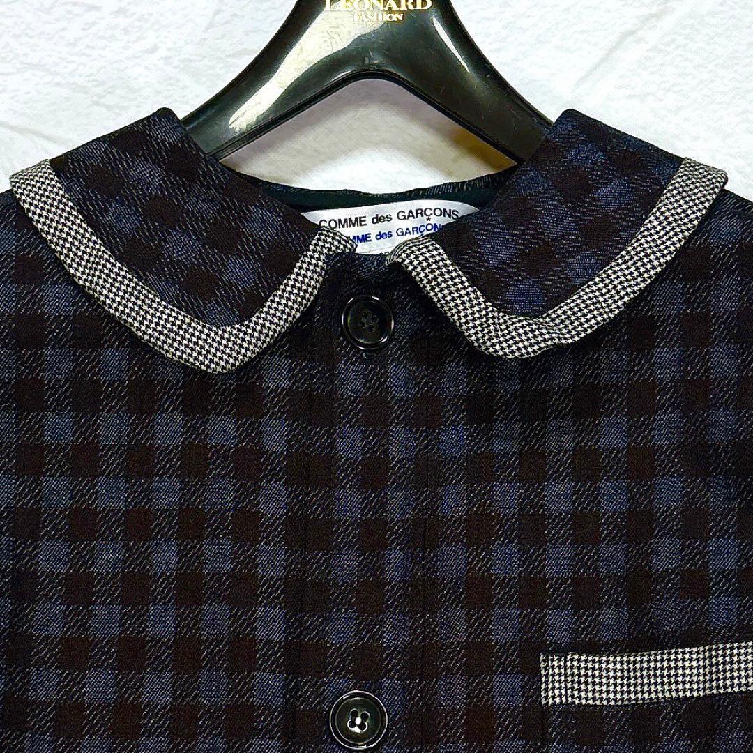 ✨美品✨コムデギャルソン　スプリングコート　丸襟　チェック　フランス製