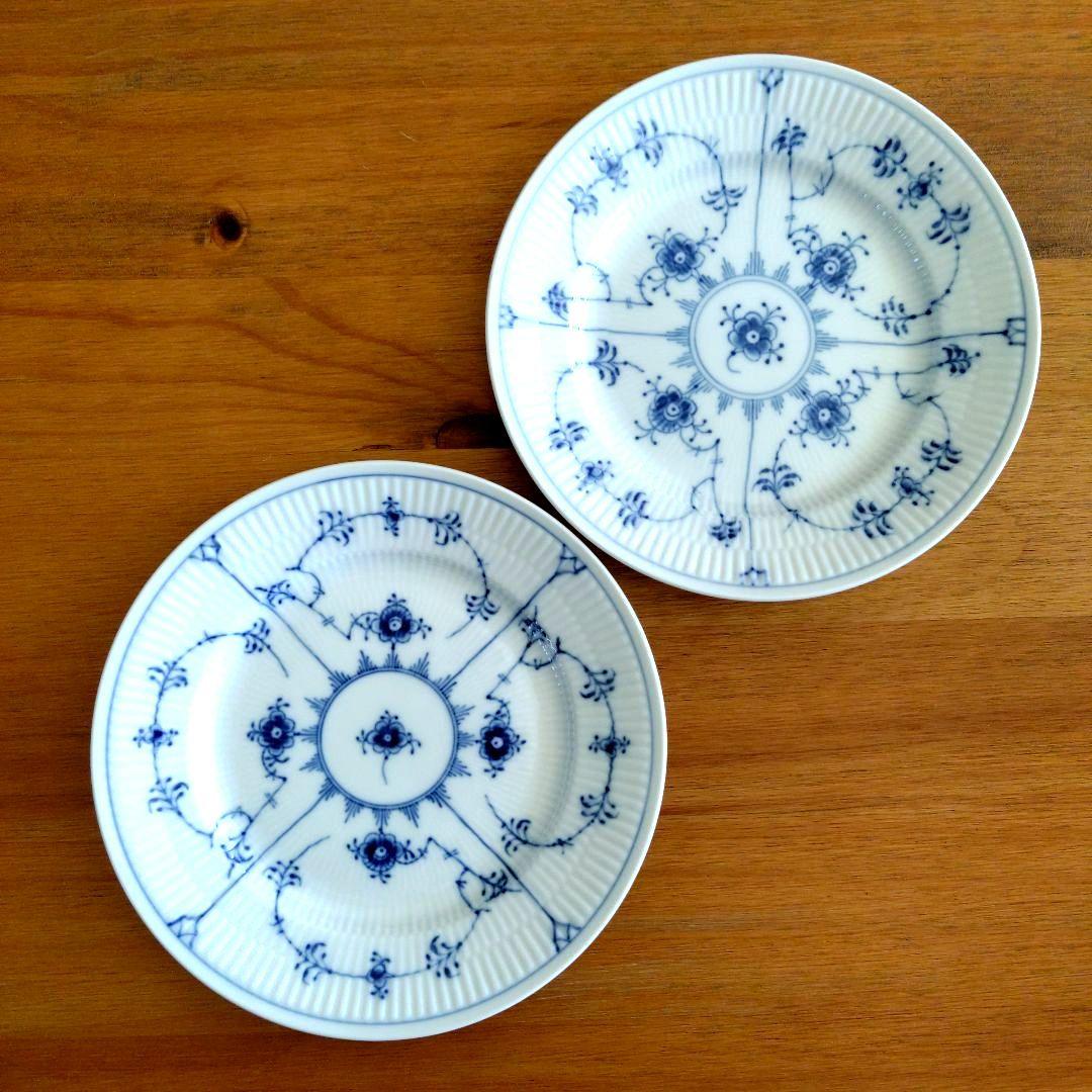 【未使用】ロイヤルコペンハーゲン ブルーフルーテッド プレート2枚　19.5㎝