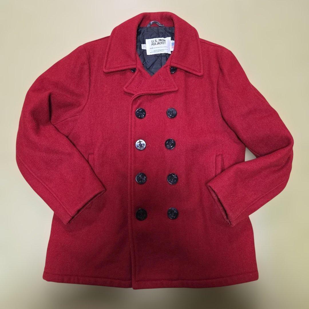 【美品 XL相当】 Schott U.S.740N Pコート キルティング 赤