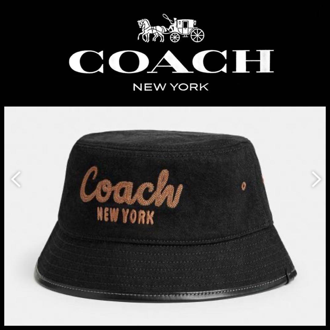 正規品‪☆コーチ 1941 エンブロイダード デニム バケットハット 黒 M/L