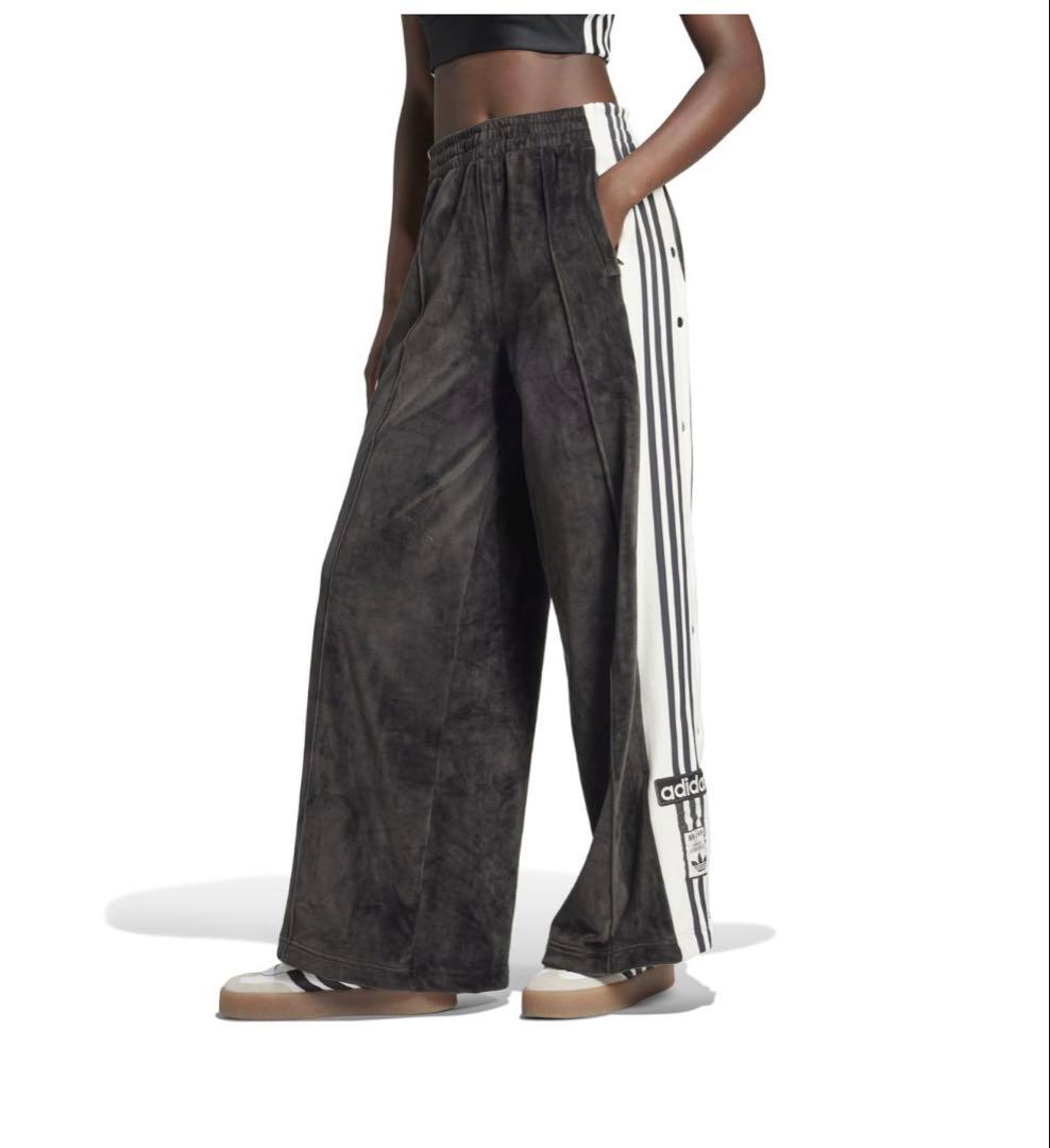adidas ブラック ベロアパンツ Lサイズ 重盛さと美