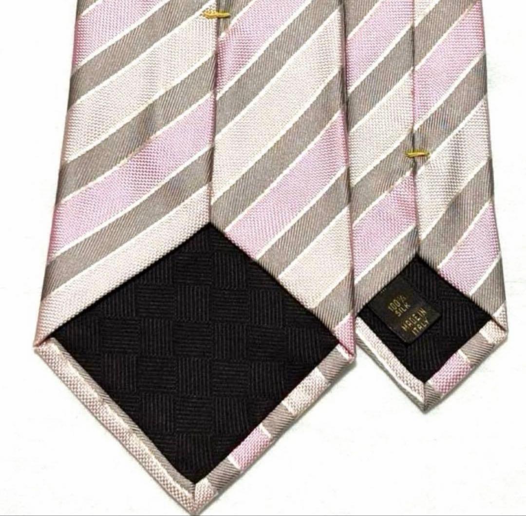 LOUIS VUITTON ルイヴィトン ネクタイ 光沢ピンク　ストライプ極美品