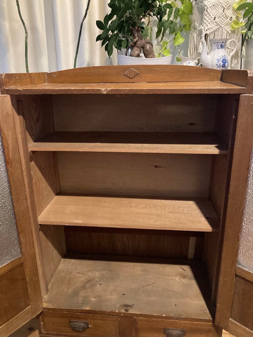 昭和レトロ　ガラスキャビネット　本棚
