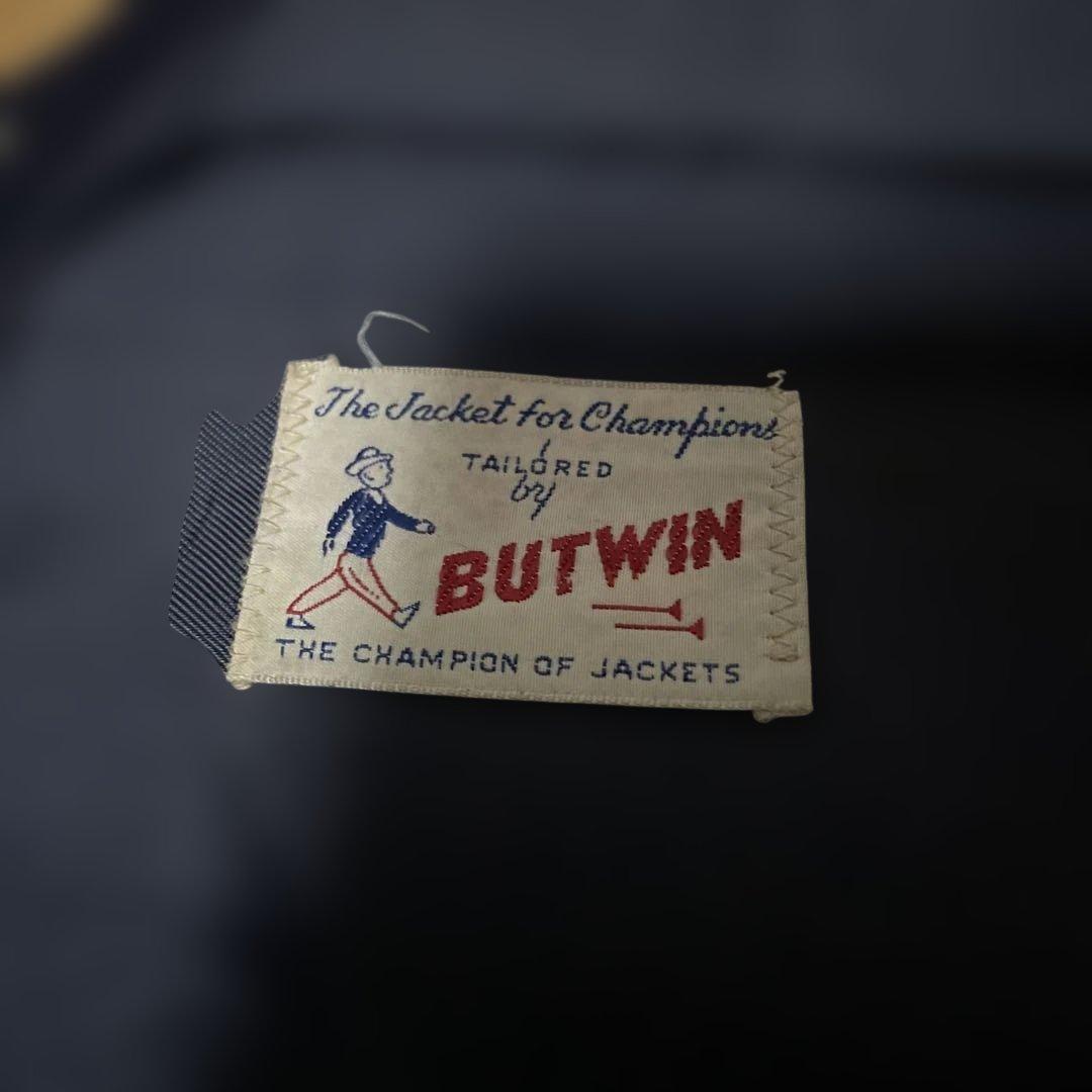 R*様 60s USA製 BUTWIN ウール スタジャン 裏地 サテン 紺 黄
