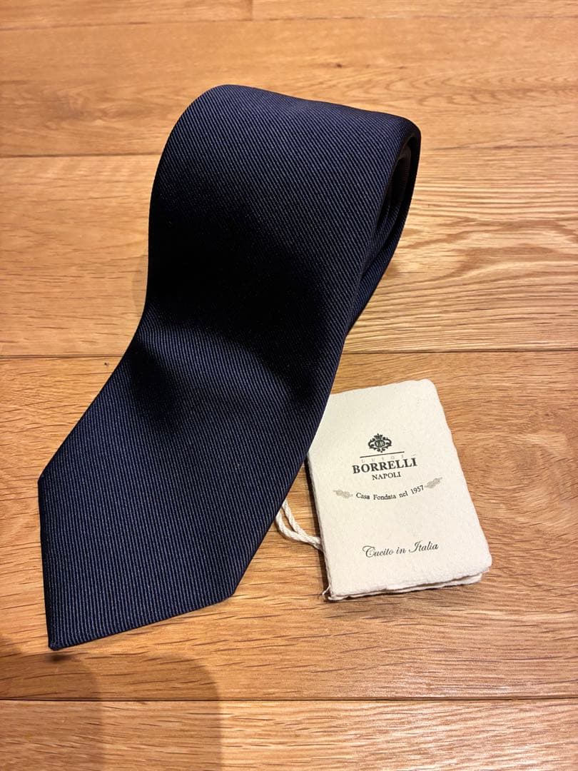 C*。様 LUIGI BORRELLI ルイジボレッリ　ネイビー シルク ソリッ