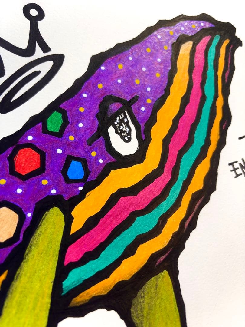 ゴ*カ様 「 空を選んだクジラ 」｜絵画 原画 抽象画 絵 動物画 ドローイング