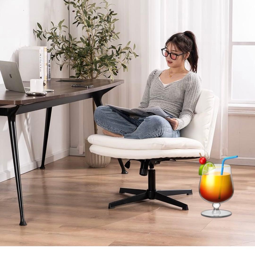 未使用)ホワイトオフィスチェア 調整可能