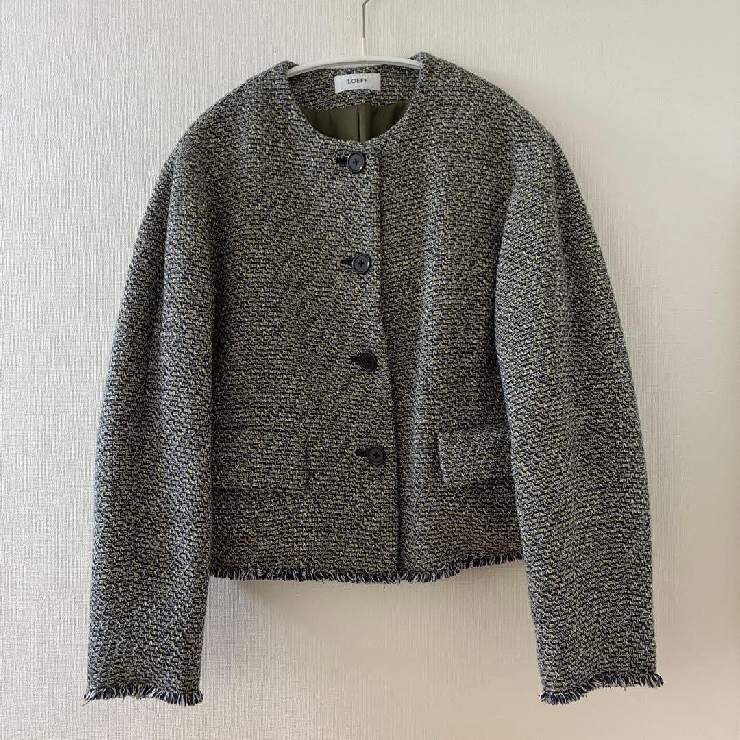 2024SS　ロエフ　フリンジ ツイード ノーカラージャケット　サイズ1