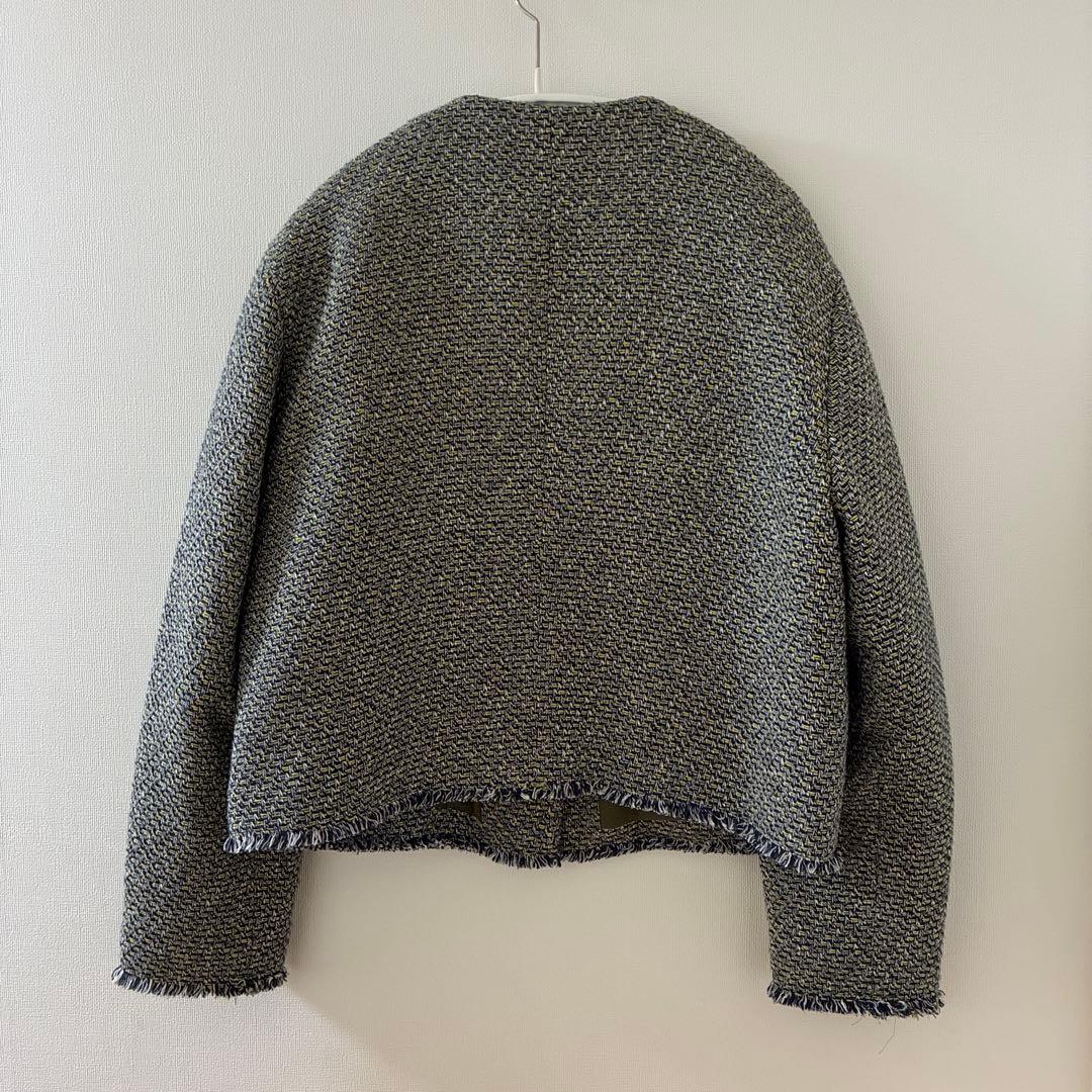 2024SS　ロエフ　フリンジ ツイード ノーカラージャケット　サイズ1