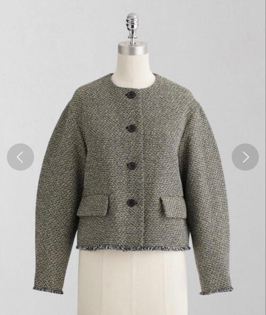 2024SS　ロエフ　フリンジ ツイード ノーカラージャケット　サイズ1