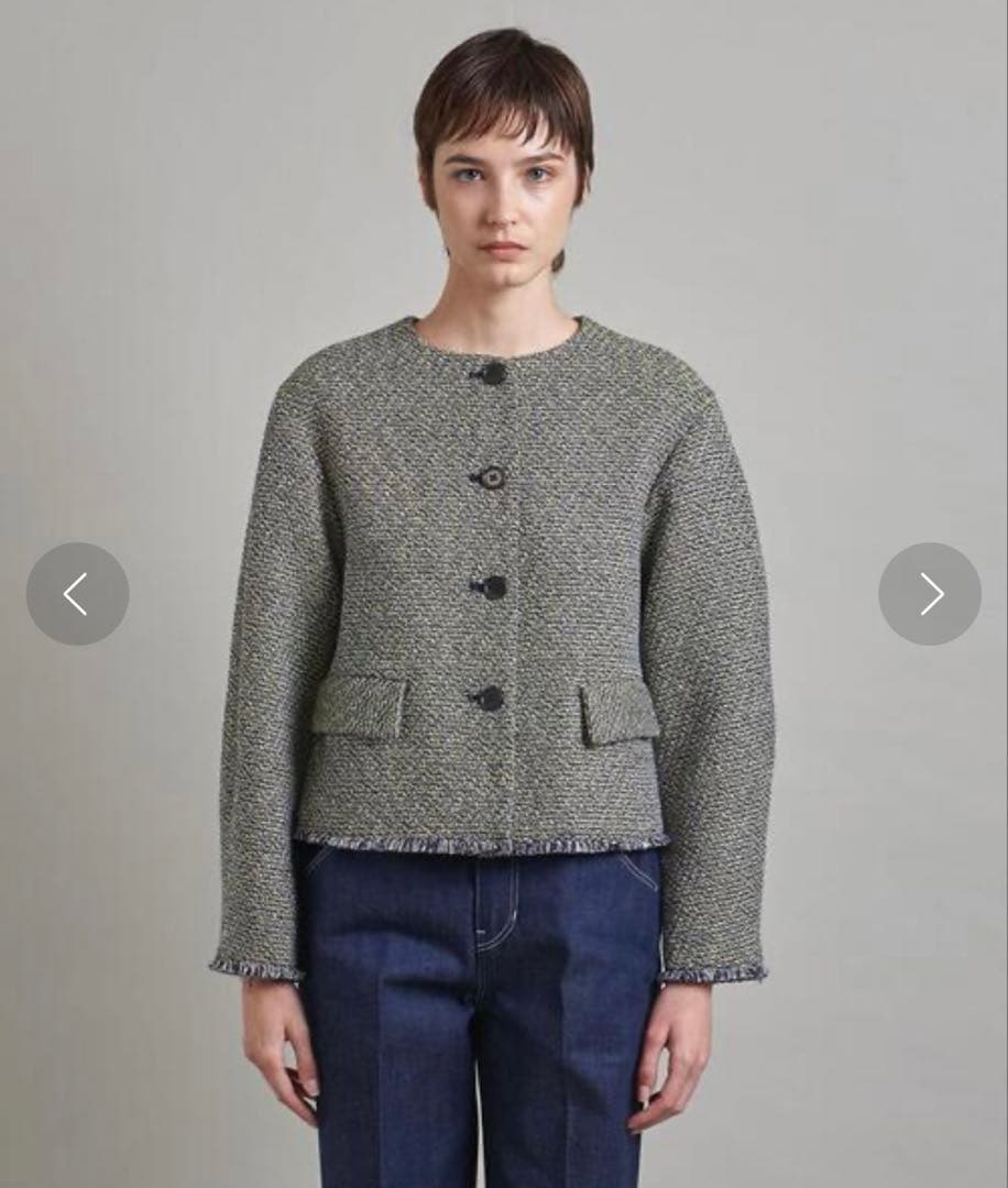 2024SS　ロエフ　フリンジ ツイード ノーカラージャケット　サイズ1