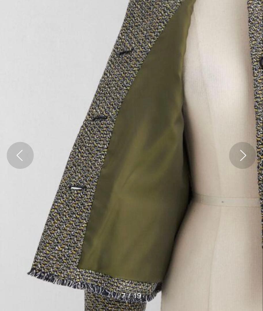 2024SS　ロエフ　フリンジ ツイード ノーカラージャケット　サイズ1