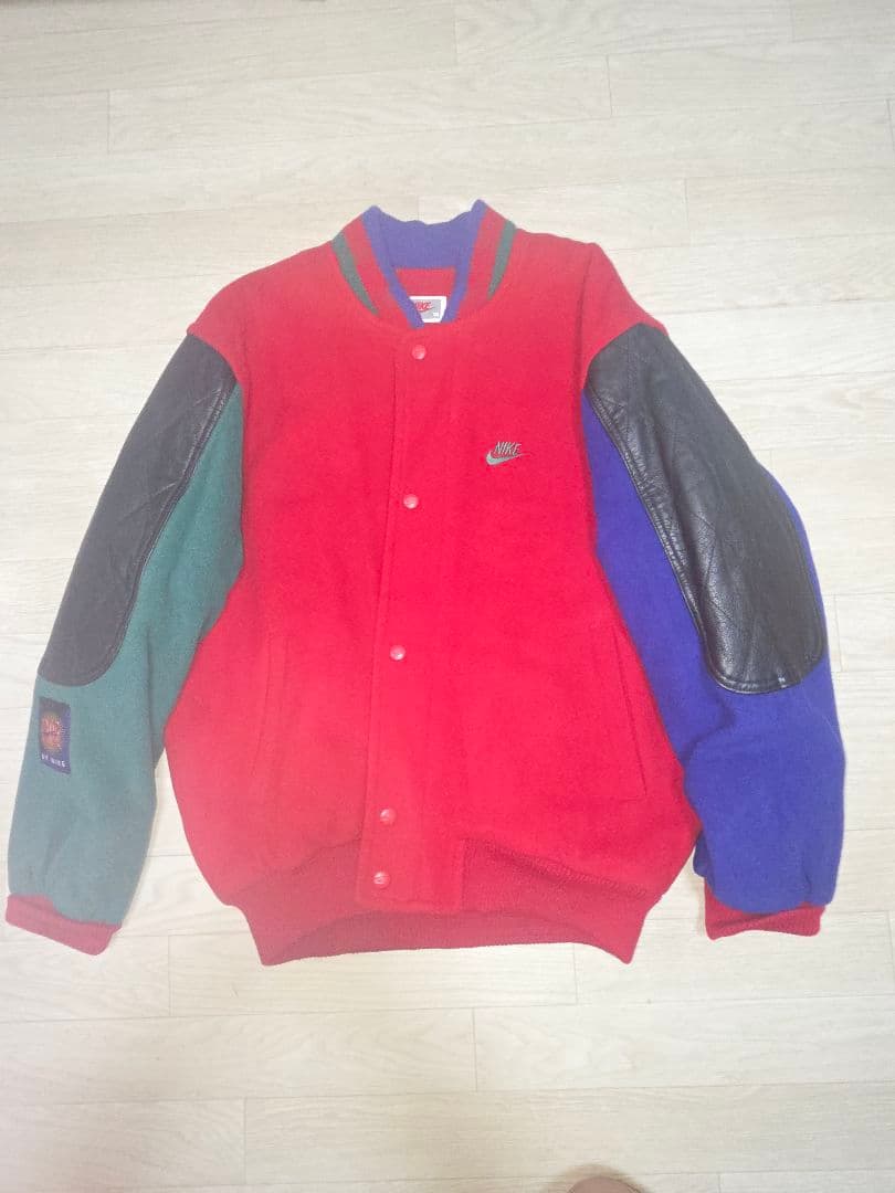 90's NIKE AIR バーシティジャケット クレイジーパターン レザー