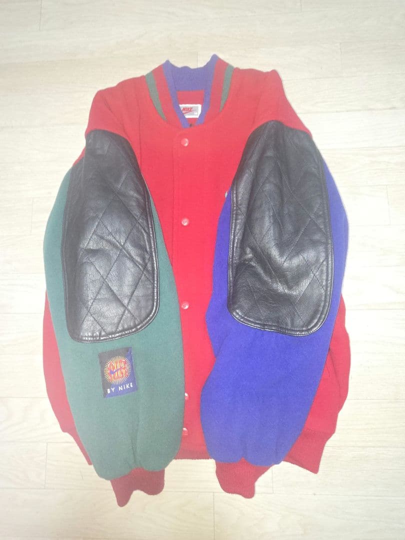 90's NIKE AIR バーシティジャケット クレイジーパターン レザー