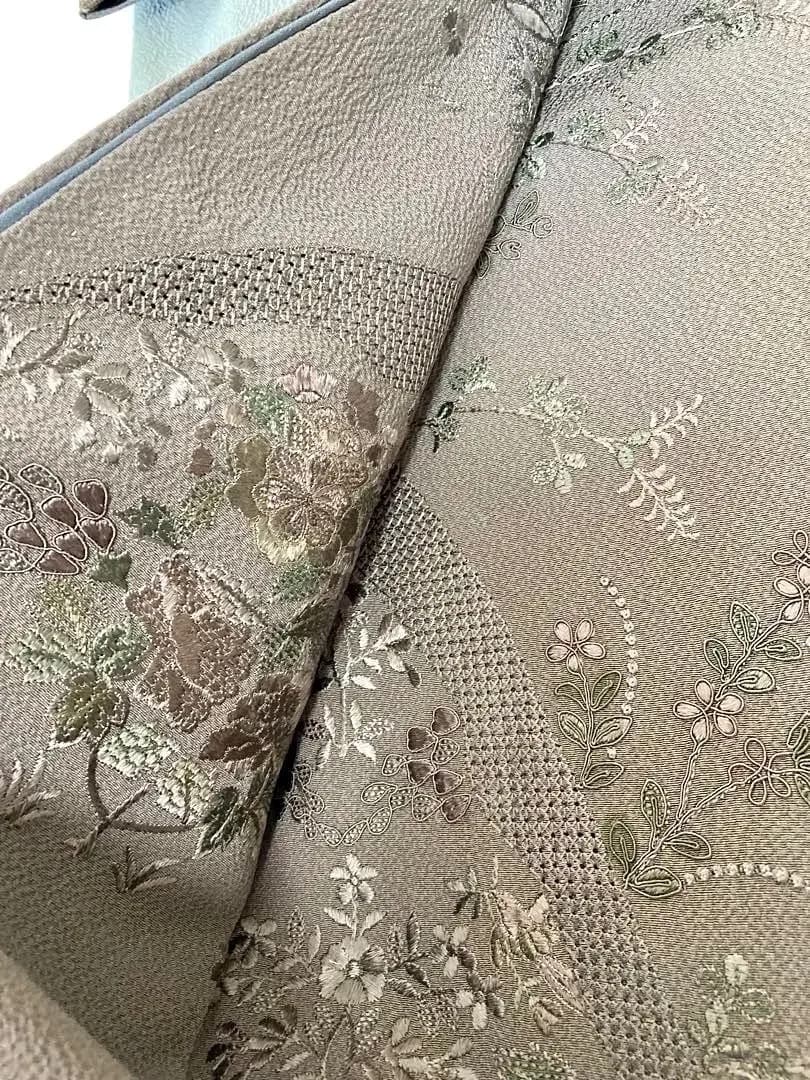 未使用 長期保存品 精緻な汕頭刺繍 上質正絹縮緬 訪問着 秀逸染めグラデーション