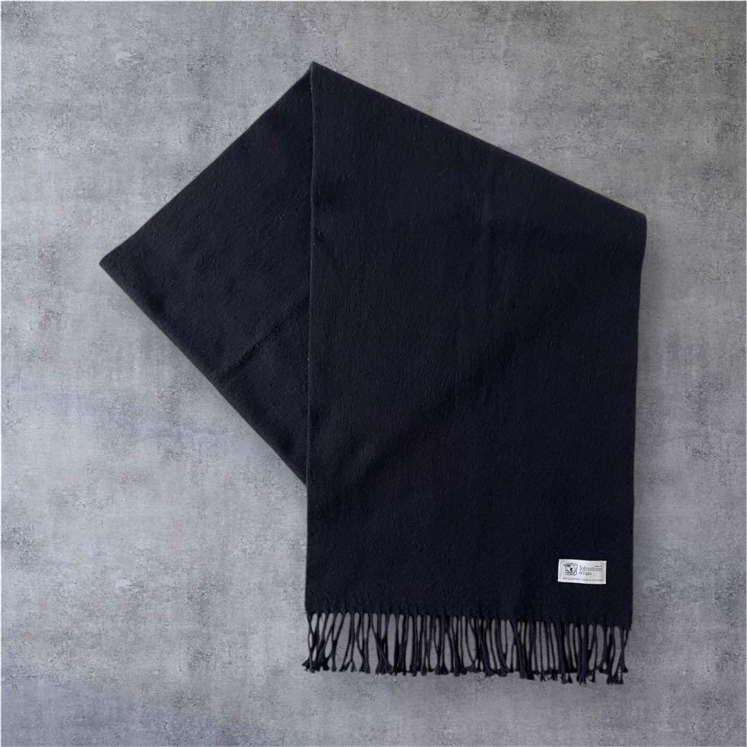 Johnstons of Elgin カシミヤ ストール 中判 ネイビー