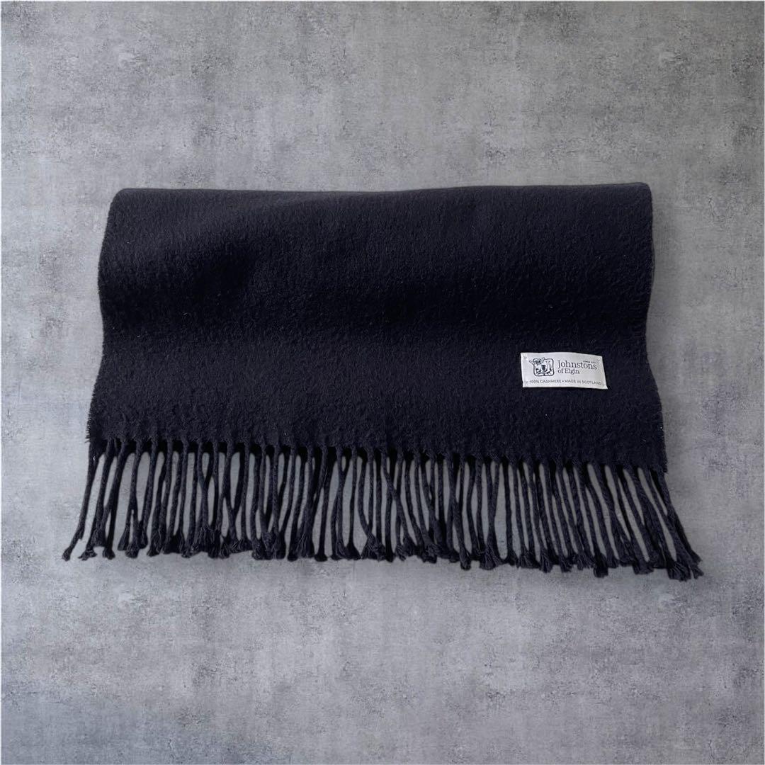 Johnstons of Elgin カシミヤ ストール 中判 ネイビー