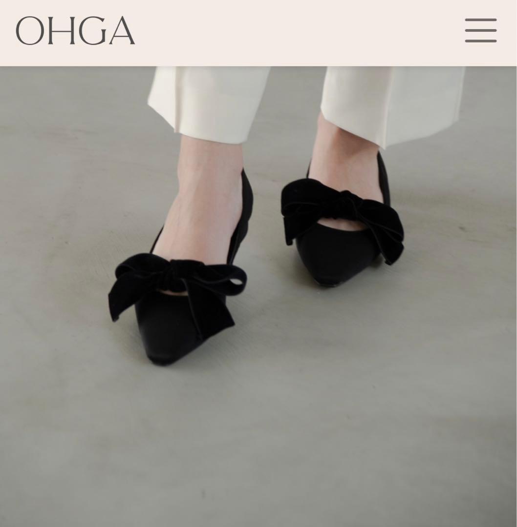OHGA ベロアリボンパンプス