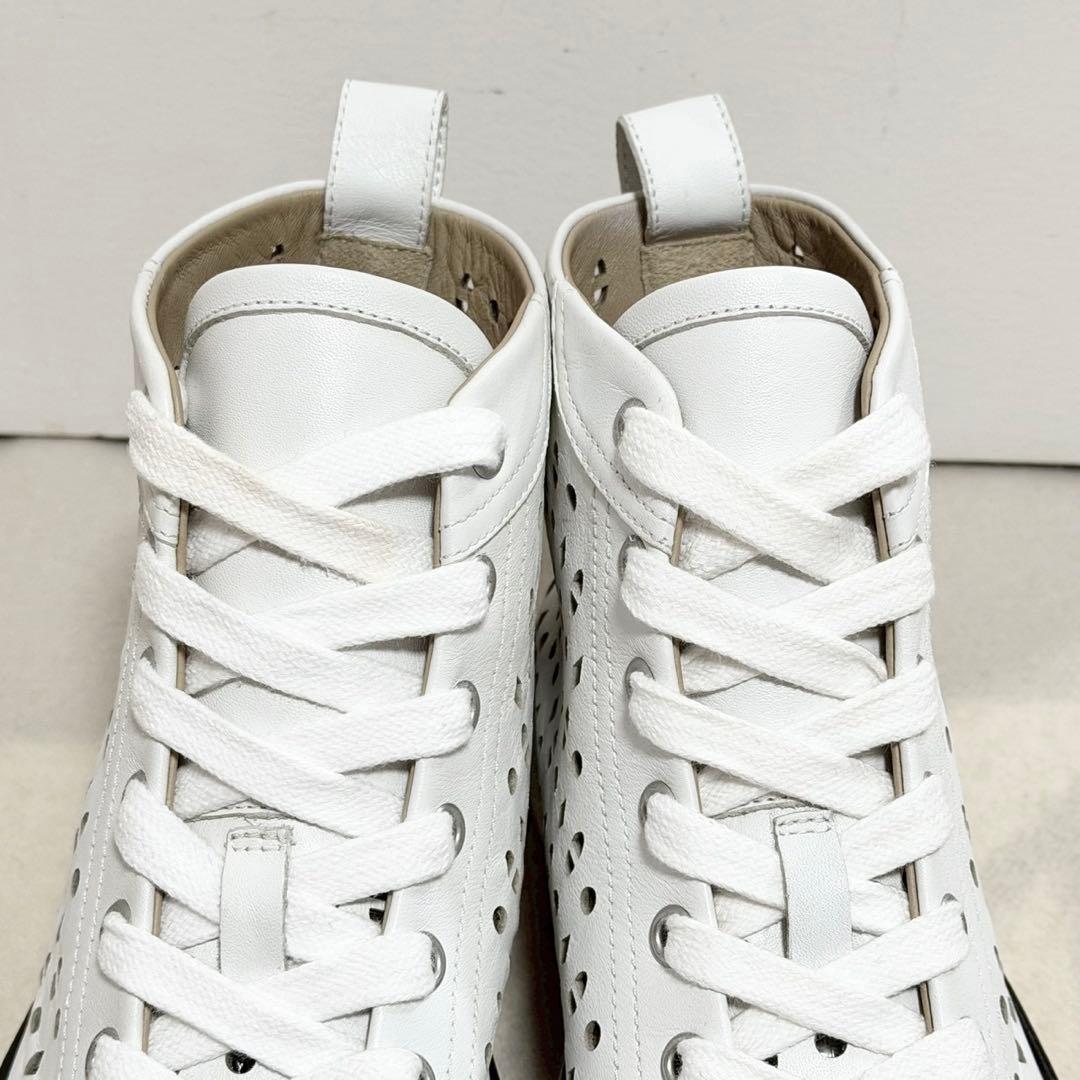 エルメス 未使用 JIMMY ジミー ハイカット スニーカー レザー 白 23
