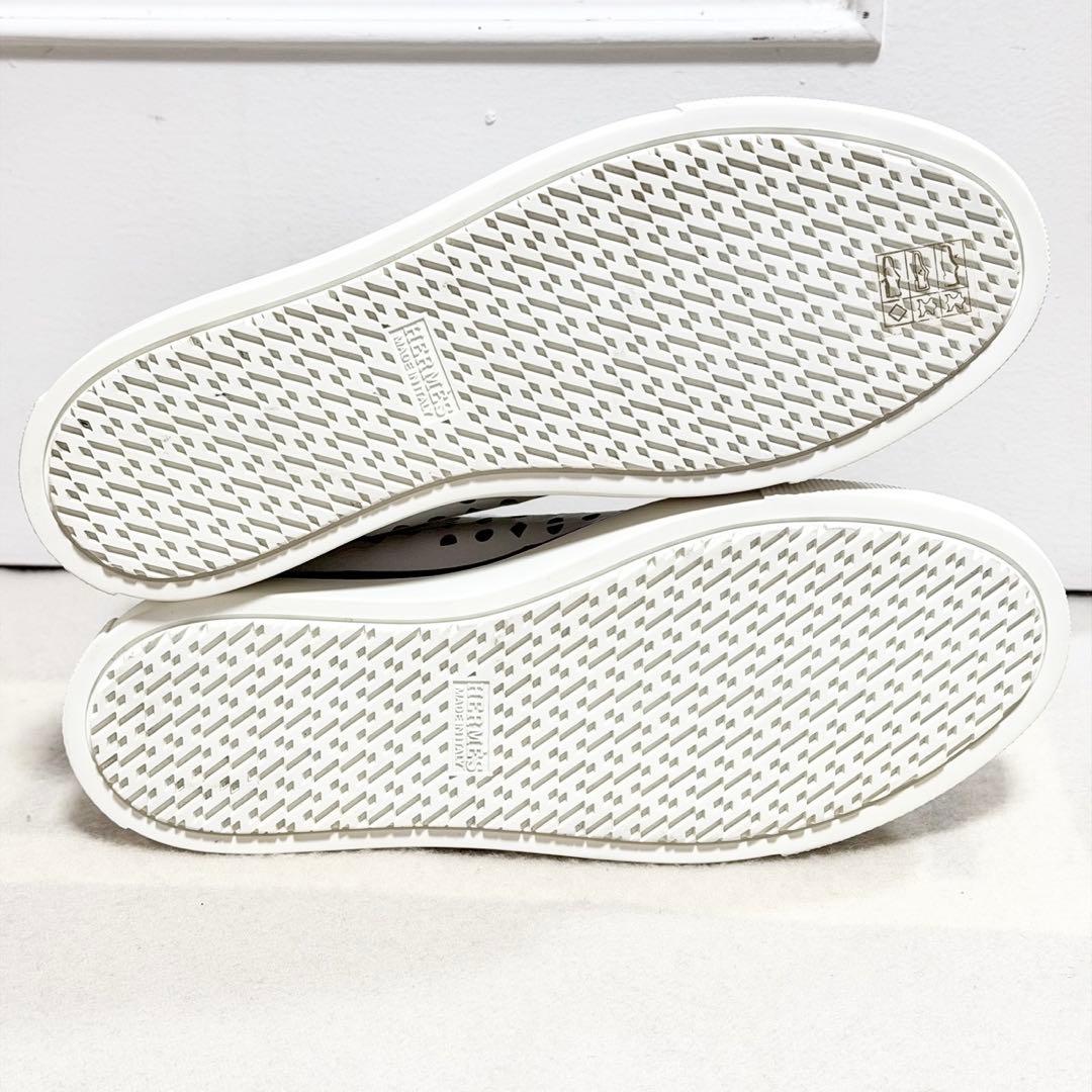 エルメス 未使用 JIMMY ジミー ハイカット スニーカー レザー 白 23