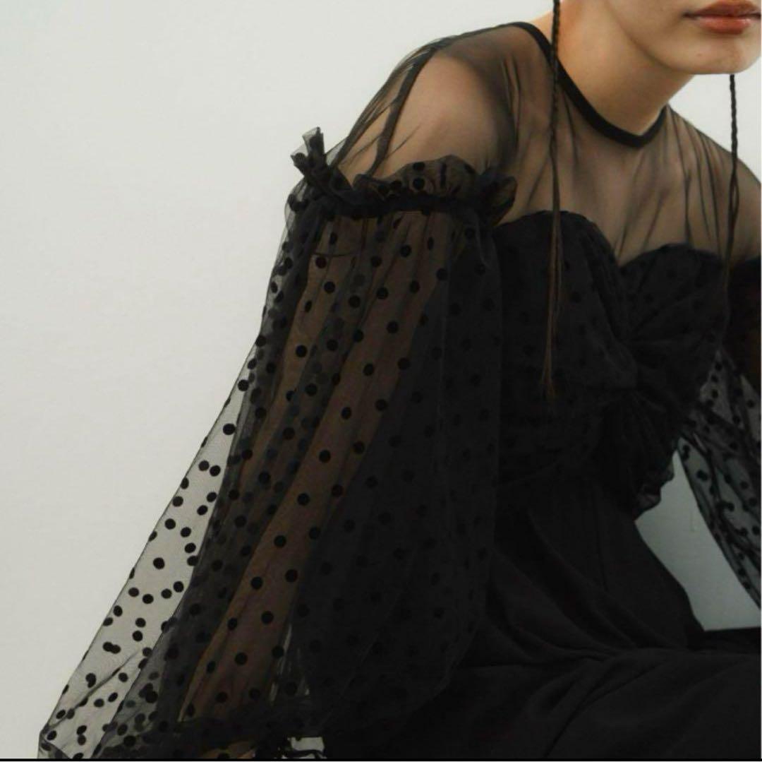 ANDRESD アンドレスド フロッキードットパンツドレス ブラックL