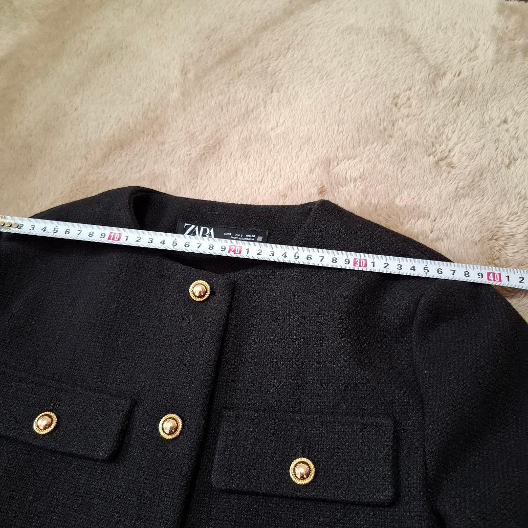 ZARA ノーカラージャケット S 黒　金ボタン