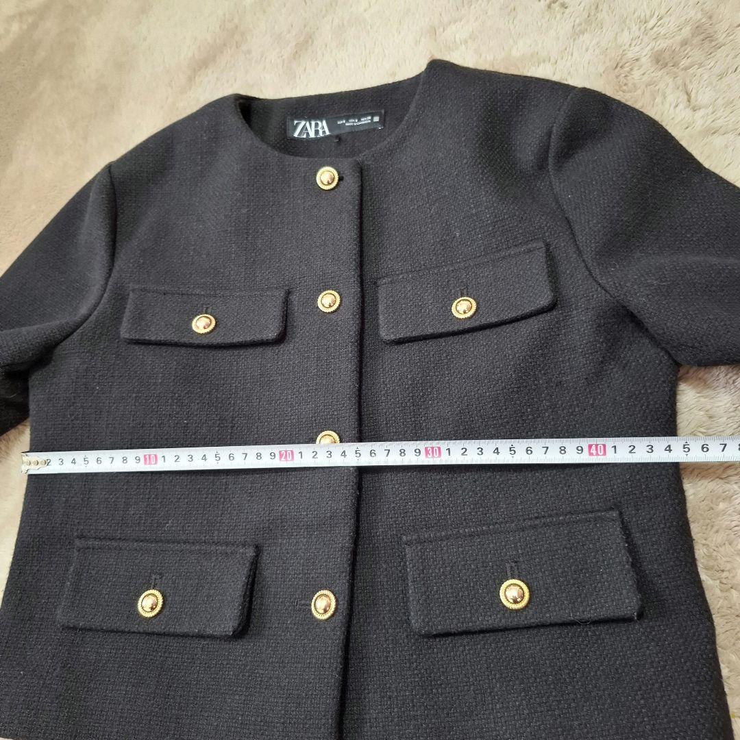 ZARA ノーカラージャケット S 黒　金ボタン