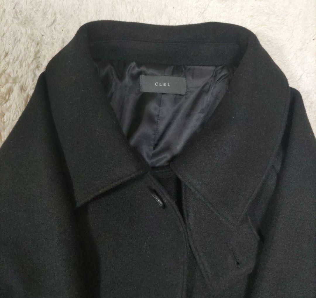 CLEL ブラック チェスターコート ロングコート　Lサイズ