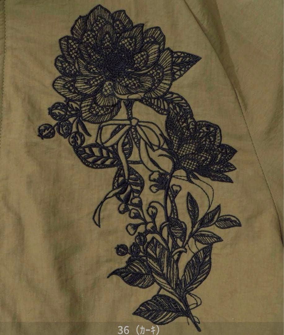 【イズ】ボア襟取り外し可能花刺繍中綿BZ《土日限定割引中》