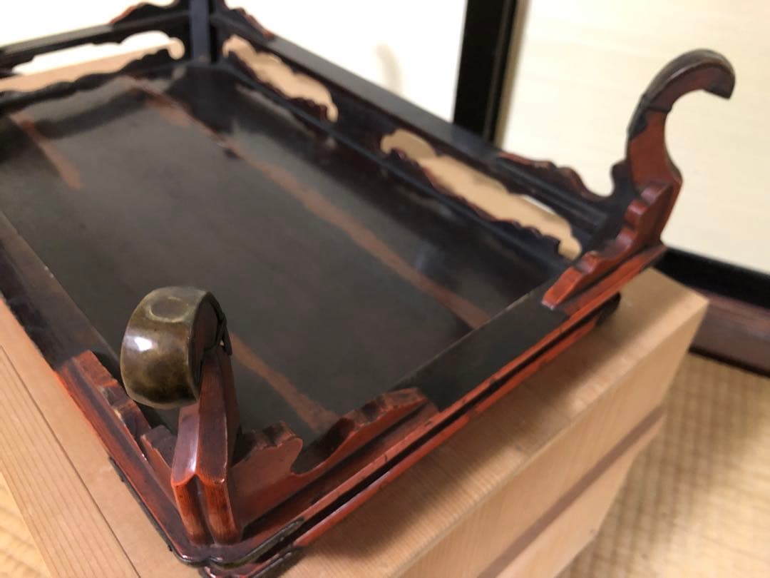 時代漆の春日卓 検経卓文机