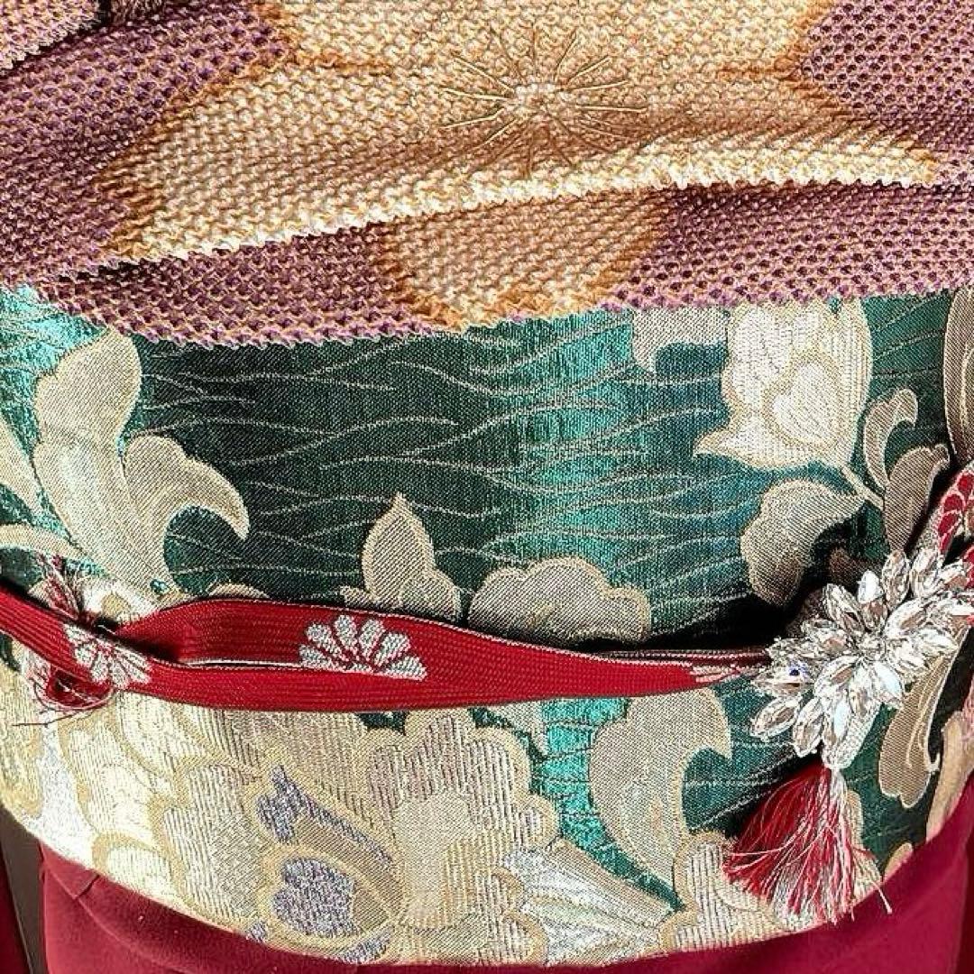 振袖フルセット　高身長　刺繍友禅　成人式振袖　振袖　裄丈69 ➕サイズ　赤系