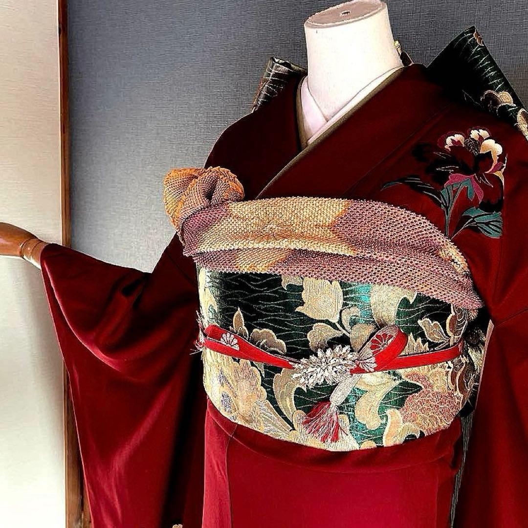 振袖フルセット　高身長　刺繍友禅　成人式振袖　振袖　裄丈69 ➕サイズ　赤系