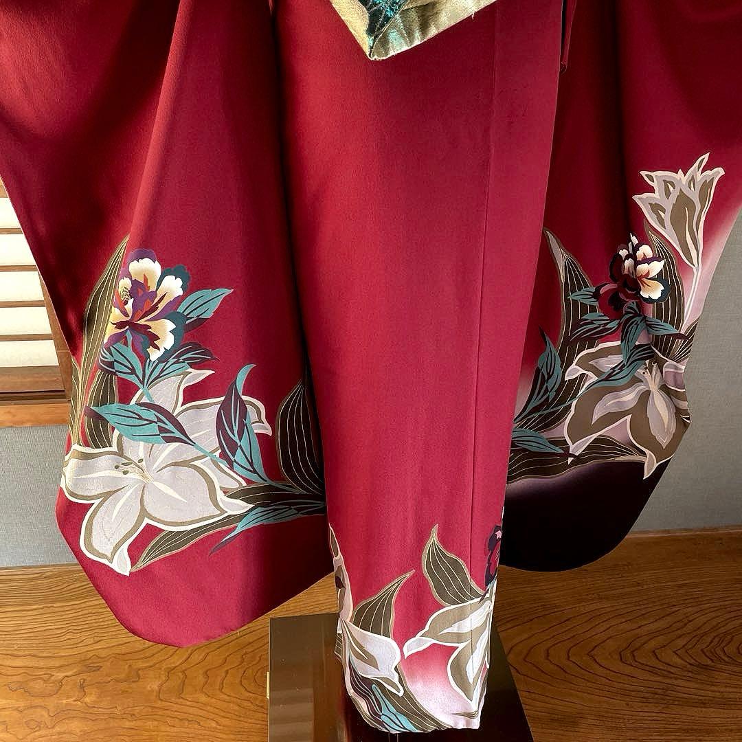 振袖フルセット　高身長　刺繍友禅　成人式振袖　振袖　裄丈69 ➕サイズ　赤系