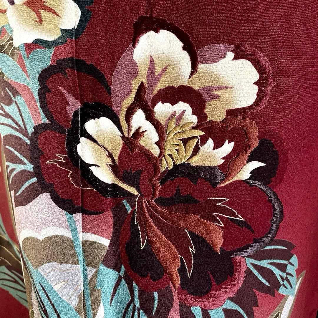 振袖フルセット　高身長　刺繍友禅　成人式振袖　振袖　裄丈69 ➕サイズ　赤系