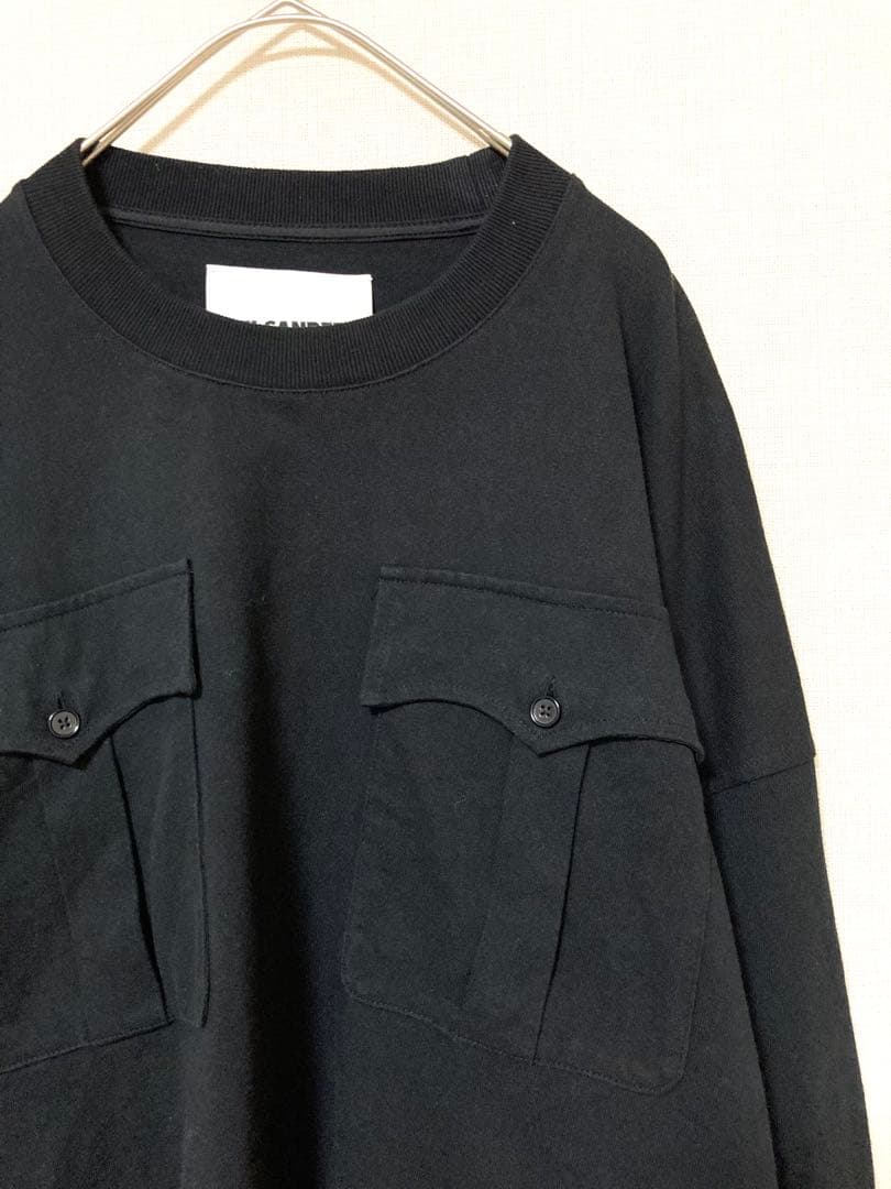 ジルサンダー　ダブル　フラップ　ポケット　クルーネック　ロンtシャツ　長袖　M