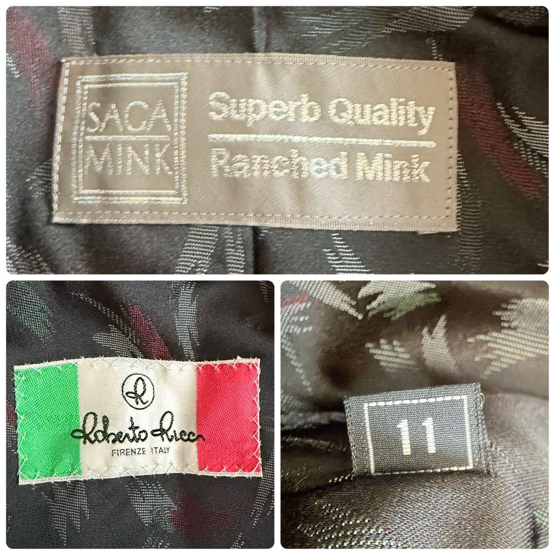 人気デザイン★サガ デミバフミンク クロップド ファーコート 毛皮 女優襟 横段