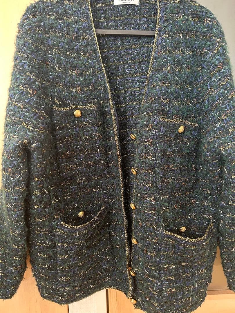 SALE サロンアダムエロペ　ツイードニットジャケットカーディガン　ベイクルーズ