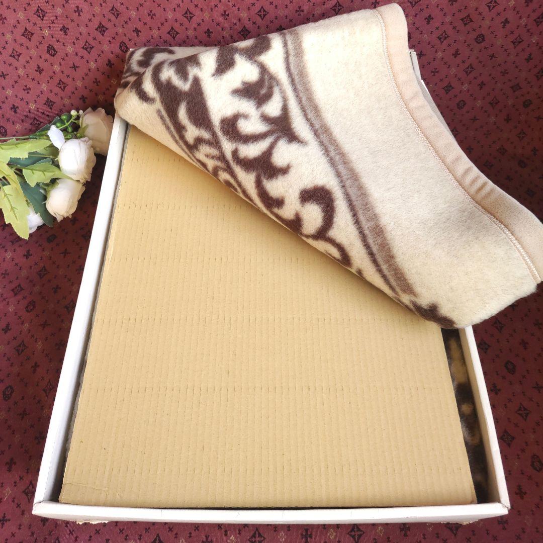 西川　カシミヤ　純毛エクセレントウール毛布　新毛　ダマスク柄　日本製　検品済