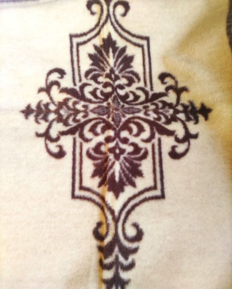 西川　カシミヤ　純毛エクセレントウール毛布　新毛　ダマスク柄　日本製　検品済