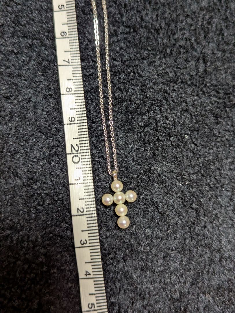 TASAKI　タサキ　シルバー　ネックレス　クロス　十字架　本真珠　ベビーパール