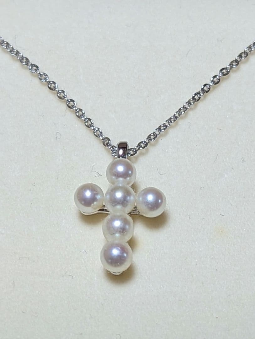 TASAKI　タサキ　シルバー　ネックレス　クロス　十字架　本真珠　ベビーパール