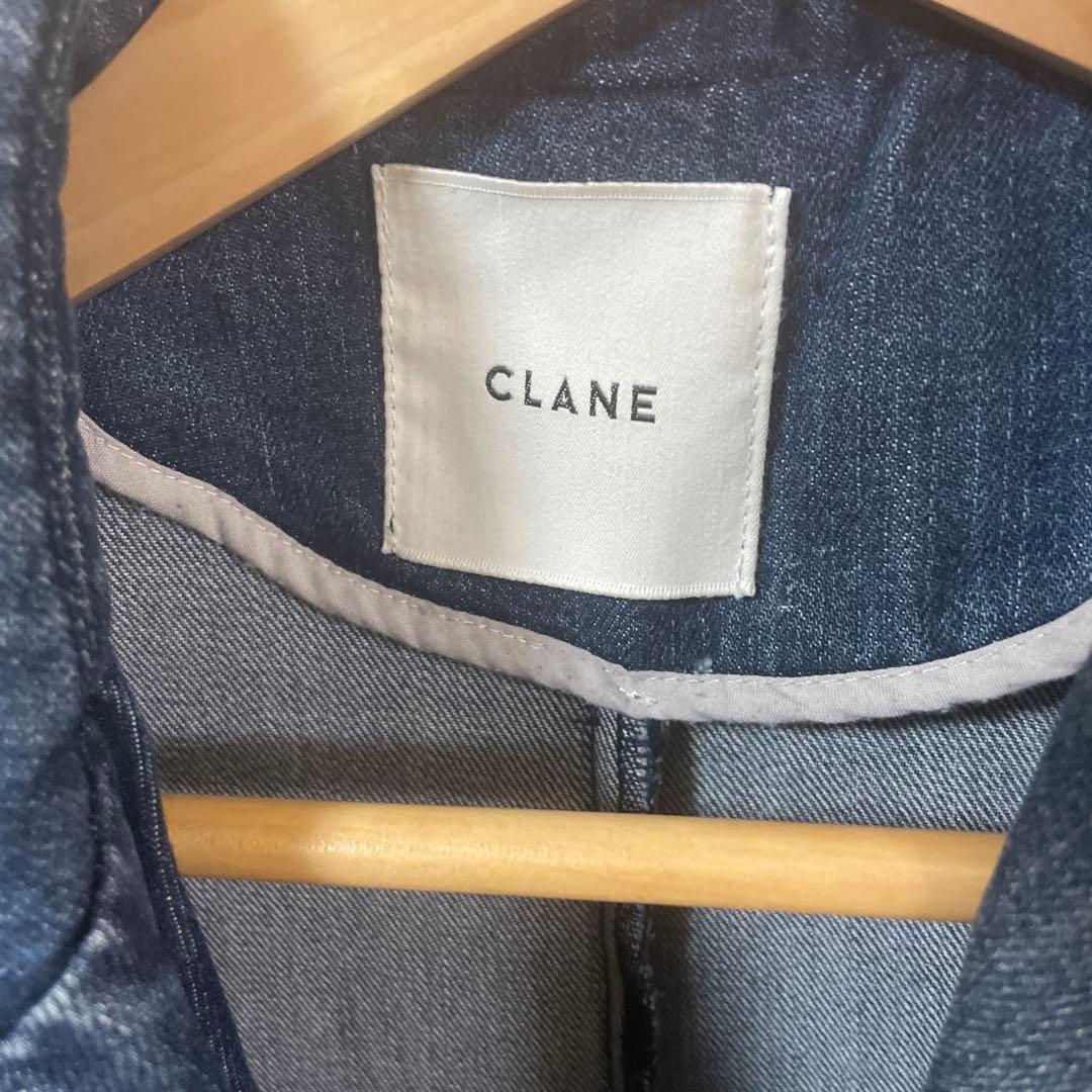 CLANE クラネ 定価4.2万 女っぷりベルト付テーラーデニム フレア コート
