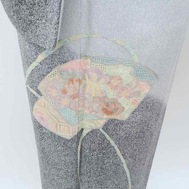 蘇州刺繡 正絹 着物“シックな幻想に優雅に映える花扇☆”訪問着 R-45