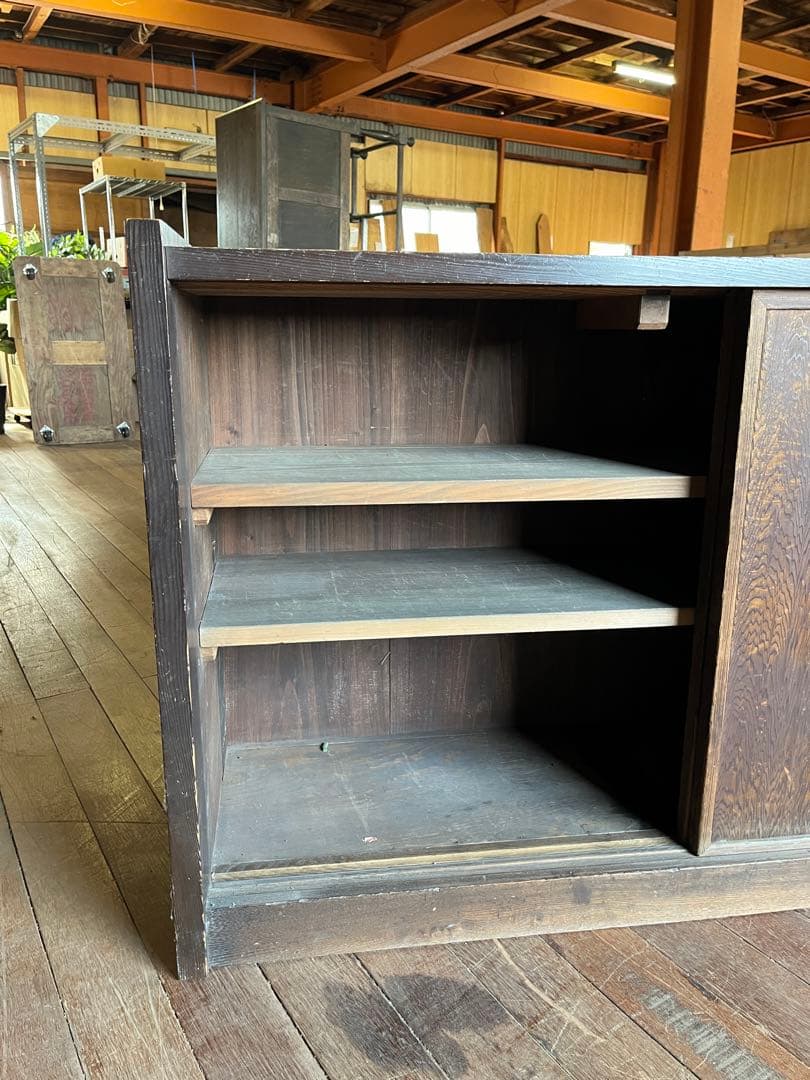 昭和レトロ　アンティーク家具　店舗　古民家　ダークブラウン木製店舗什器