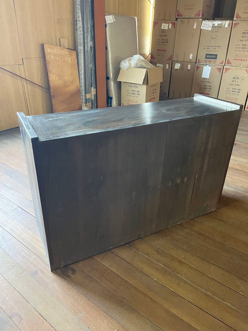 昭和レトロ　アンティーク家具　店舗　古民家　ダークブラウン木製店舗什器