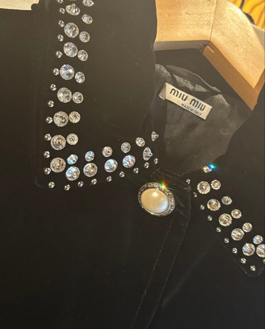 miu miu クリスタル ビジュー ベロア コート