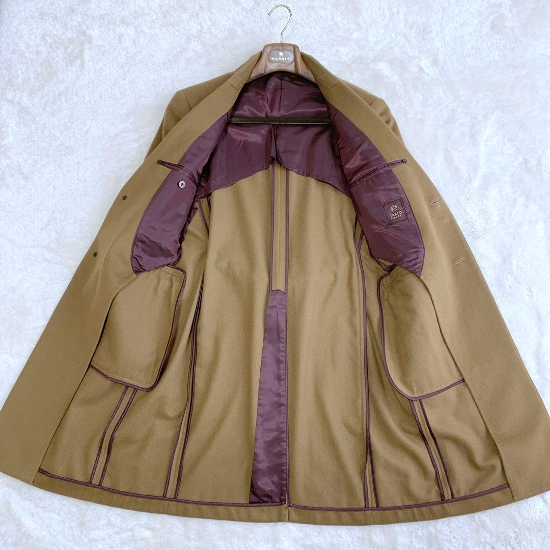 ほぼ未使用 タケオキクチ 豪華 アンゴラ100% チェスターコート キャメル