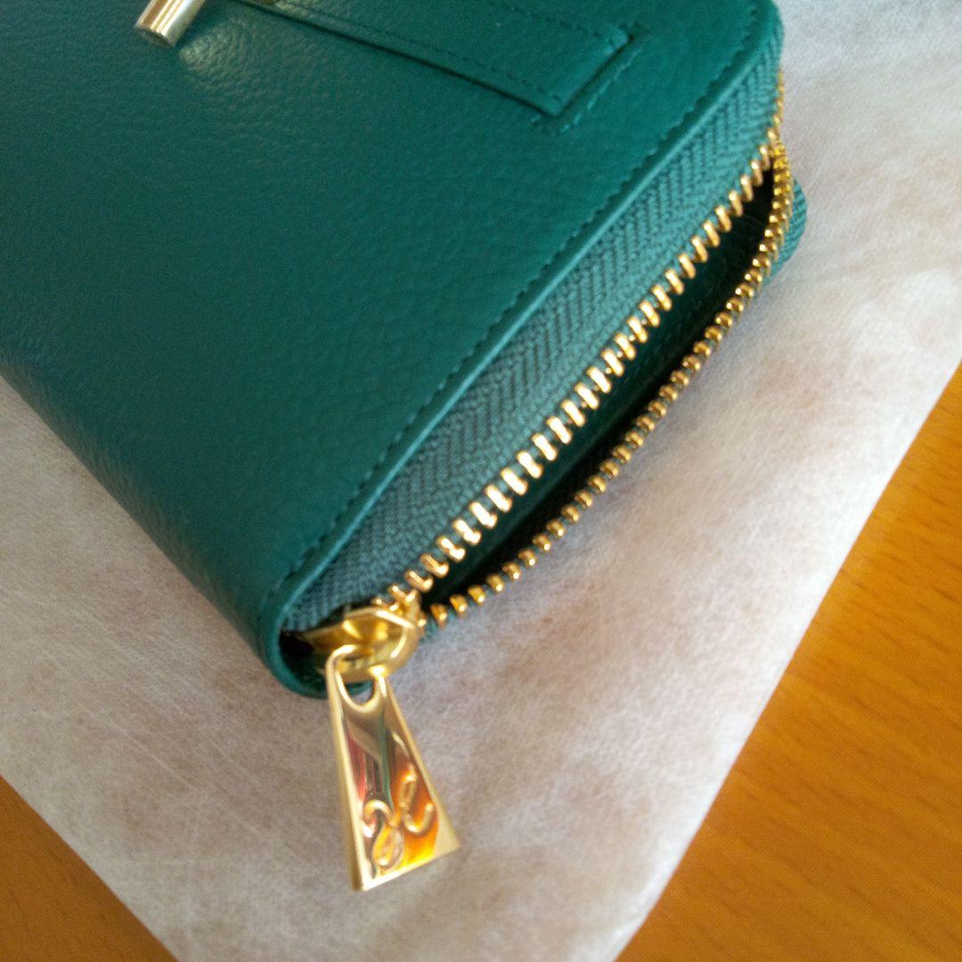 傳濱野 新品 未使用 牛革 長財布 グリーン系