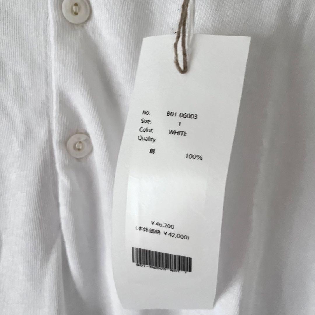新品　4.6万　COMOLI ホワイト 長袖ポロシャツ