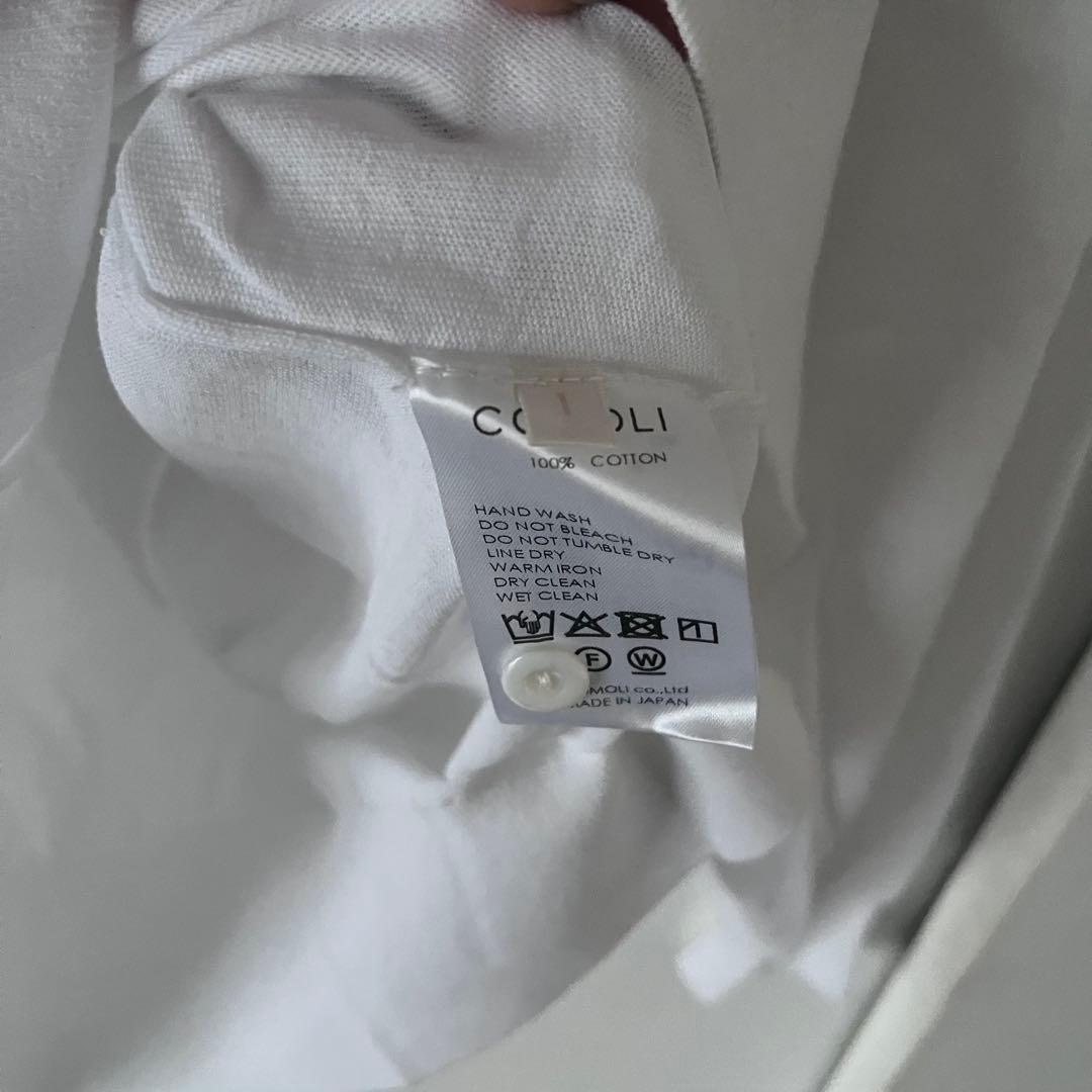新品　4.6万　COMOLI ホワイト 長袖ポロシャツ